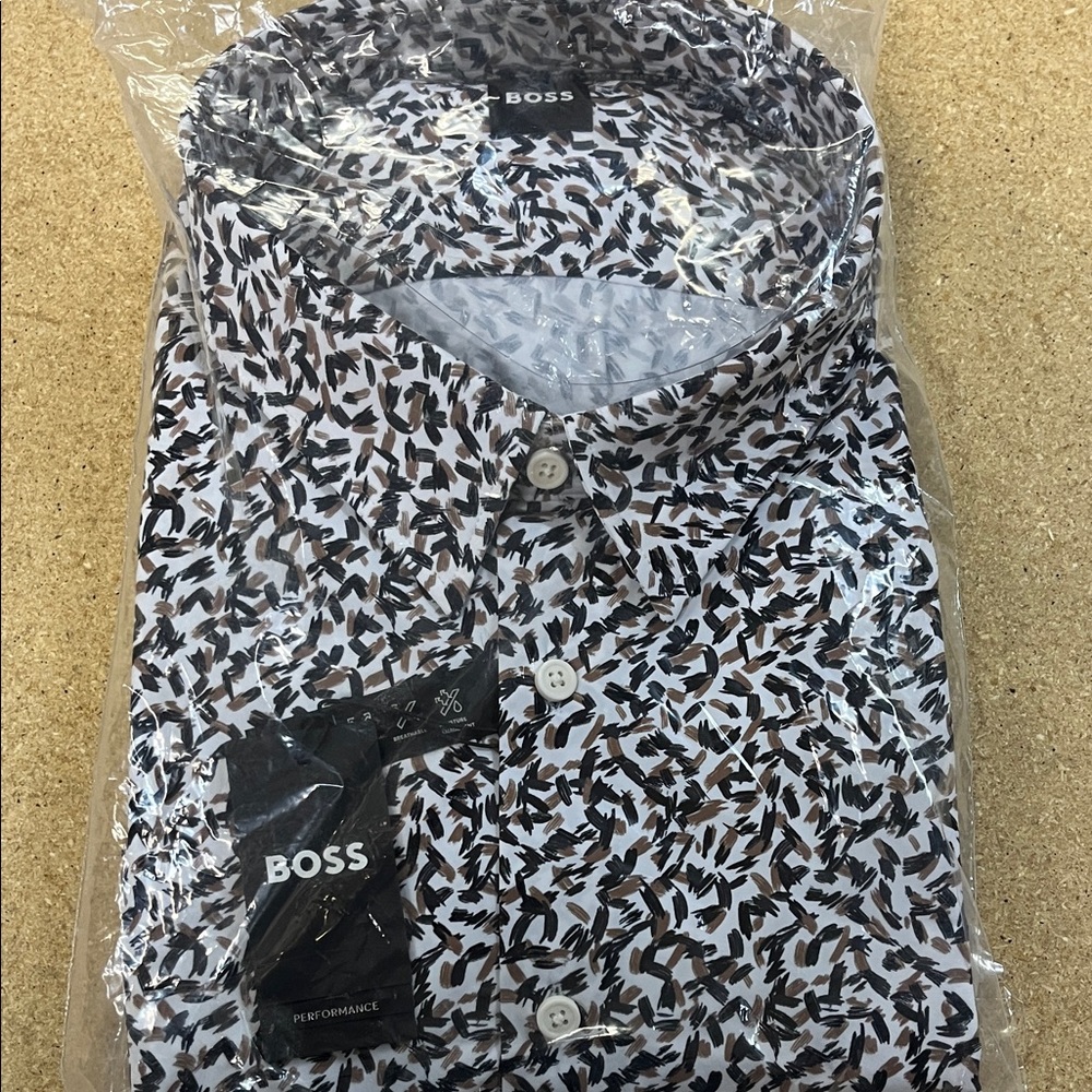 NWT Boss $138 Men's 5X Abstract Black and White long sleeve Shirt